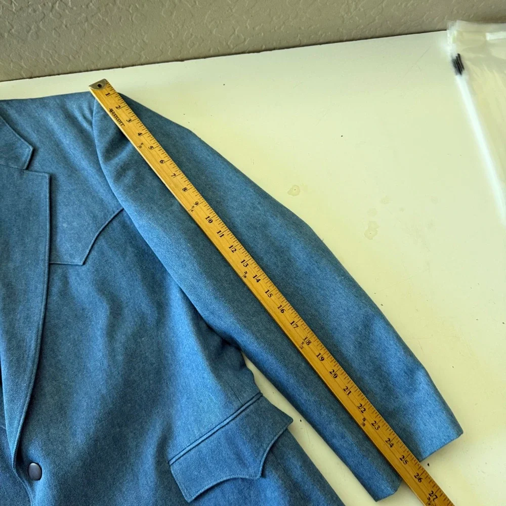 Circle S Dallas Texas Mens Blue Cotton Western Blazer Sport Coat 44R Denim Style